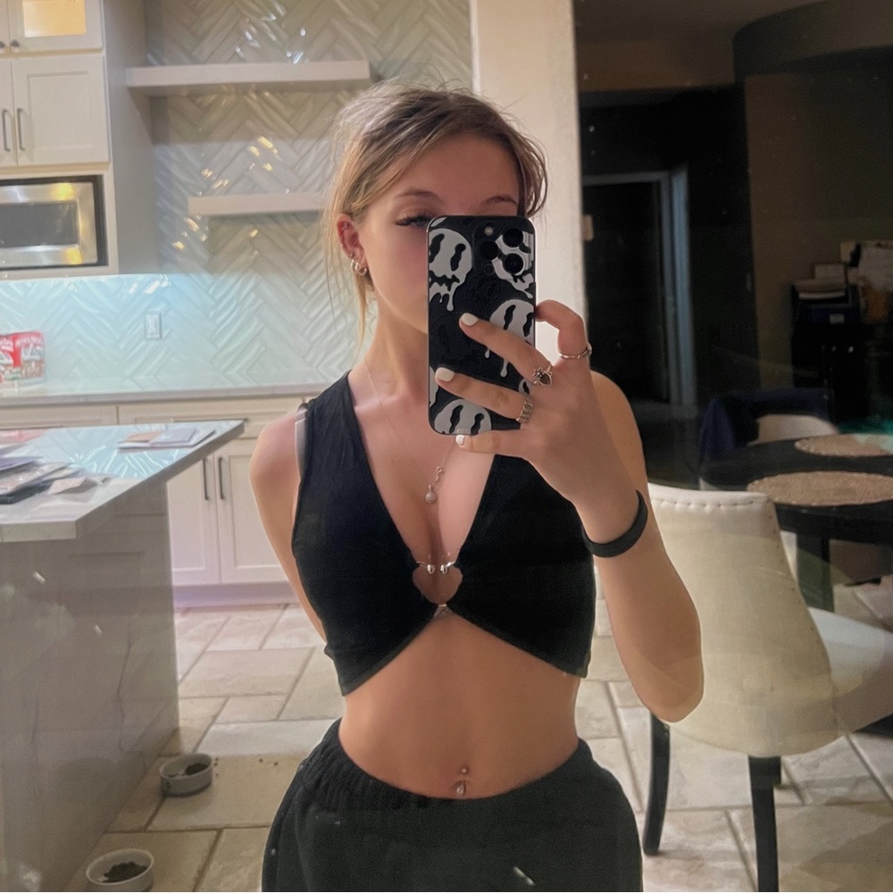 Heart Cut Black Crop Top